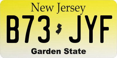 NJ license plate B73JYF