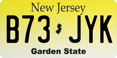 NJ license plate B73JYK