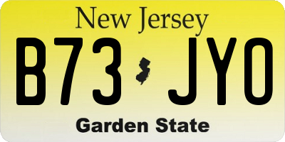 NJ license plate B73JYO