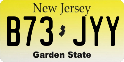 NJ license plate B73JYY