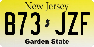 NJ license plate B73JZF