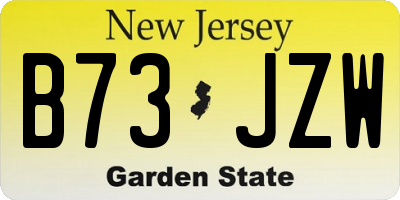 NJ license plate B73JZW