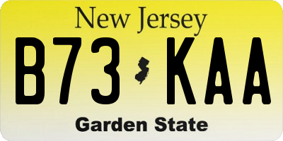 NJ license plate B73KAA