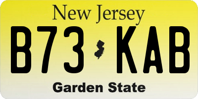 NJ license plate B73KAB