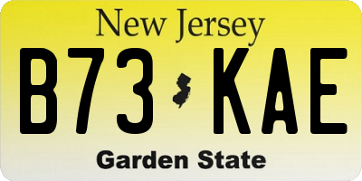 NJ license plate B73KAE