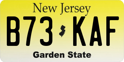 NJ license plate B73KAF