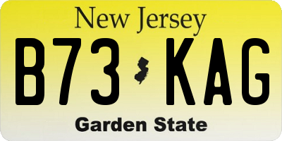 NJ license plate B73KAG