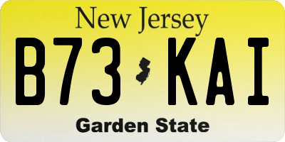 NJ license plate B73KAI