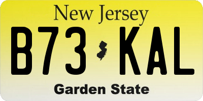 NJ license plate B73KAL