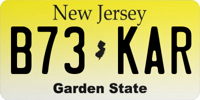 NJ license plate B73KAR