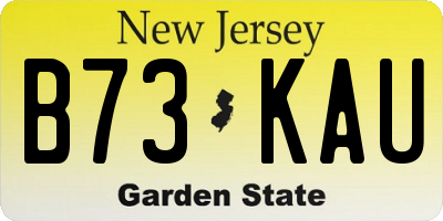 NJ license plate B73KAU