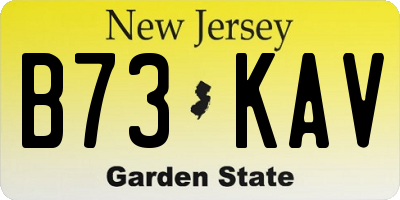 NJ license plate B73KAV