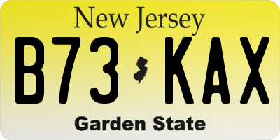 NJ license plate B73KAX