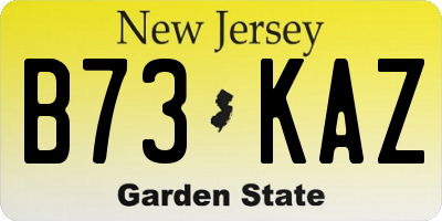 NJ license plate B73KAZ