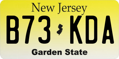 NJ license plate B73KDA