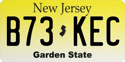 NJ license plate B73KEC