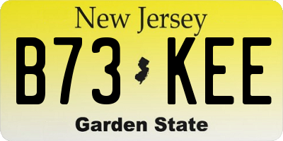 NJ license plate B73KEE