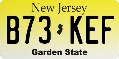 NJ license plate B73KEF