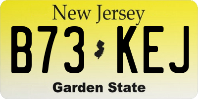 NJ license plate B73KEJ