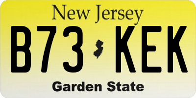 NJ license plate B73KEK
