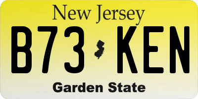 NJ license plate B73KEN