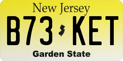 NJ license plate B73KET