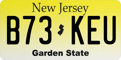 NJ license plate B73KEU