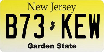 NJ license plate B73KEW