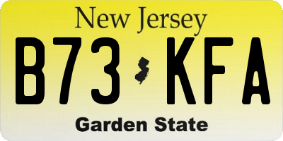 NJ license plate B73KFA