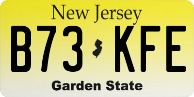 NJ license plate B73KFE