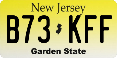 NJ license plate B73KFF