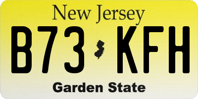 NJ license plate B73KFH