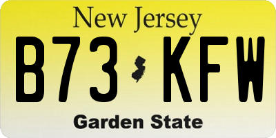 NJ license plate B73KFW