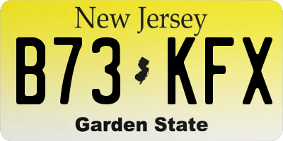 NJ license plate B73KFX