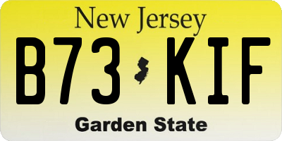 NJ license plate B73KIF