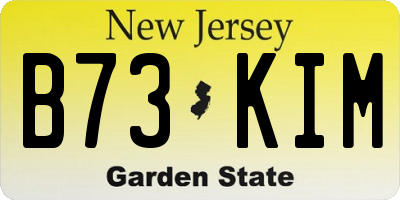 NJ license plate B73KIM