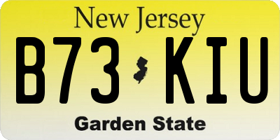 NJ license plate B73KIU