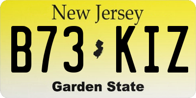 NJ license plate B73KIZ