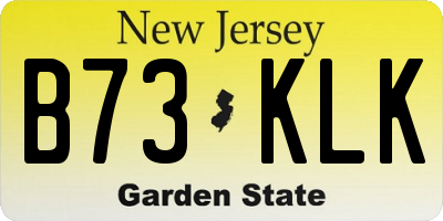 NJ license plate B73KLK