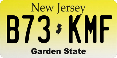 NJ license plate B73KMF