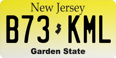 NJ license plate B73KML