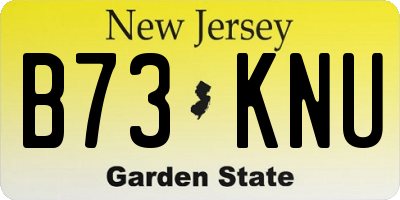 NJ license plate B73KNU