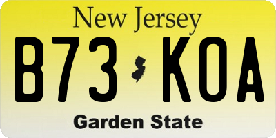 NJ license plate B73KOA