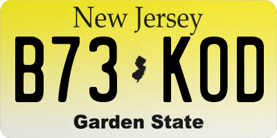 NJ license plate B73KOD
