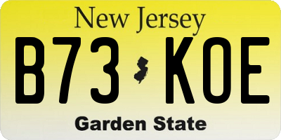 NJ license plate B73KOE