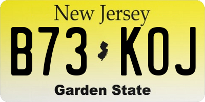 NJ license plate B73KOJ