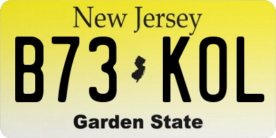 NJ license plate B73KOL
