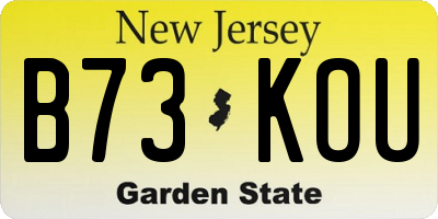 NJ license plate B73KOU