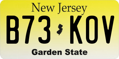 NJ license plate B73KOV