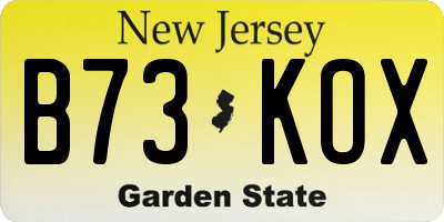 NJ license plate B73KOX
